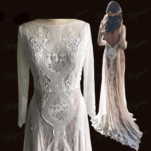 Boho embellish Elegant Lace Wedding Gown