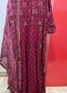 Beautiful Pink Floral Kurta Set with dupatta