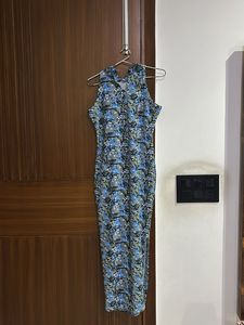 Grey Blue floral maxi dress