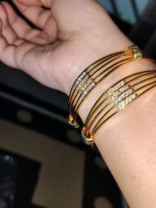 Elegant Gold Bangles with CZ Accents