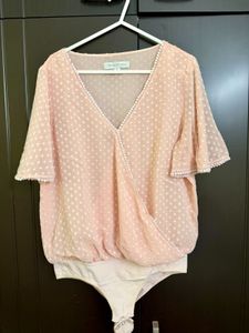 Semi Sheer Swiss Dot Bodysuit Top