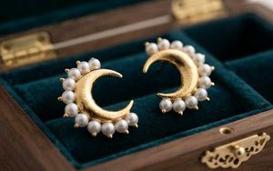 Gold Plated Moon with Pearl Set