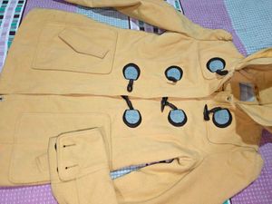 Yellow Hooded Toggle Coat