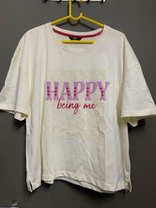 YOUSTA Typographic Print Oversized T-shirt