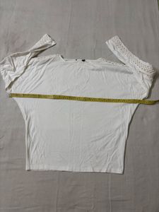 White Lace Sleeve Top