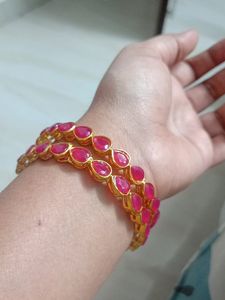 Pink Stone Bangles