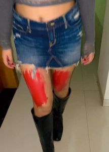 Distressed Blue Denim Mini Skirt