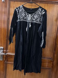 Elegant Embroidered Black Kurta