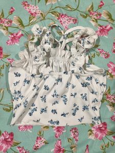 Floral Print Smocked Crop Top