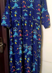 Whimsical Blue Print Midi Dress