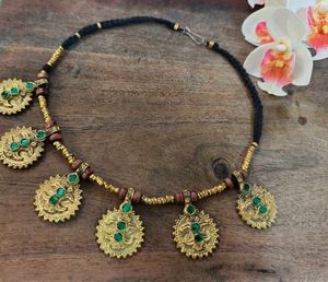 Vintage Afghani Necklace with Green Stones