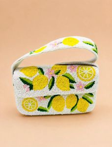 Lemon Beaded Clutch Bag