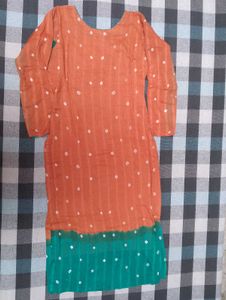 Two Kurtas: Leopard Print &amp; Orange Bandhani