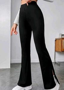 Stylish Black Flared Pants with Side Slits