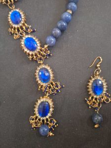 Blue Stone Necklace and Earring Set