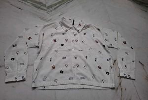 Cute Cartoon Print Button-Up Shirt