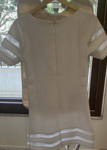 Chic Sheer Stripe Short Sleeve Top Size M