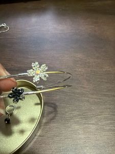 Silver Floral Bracelet &amp; Crystal Earrings