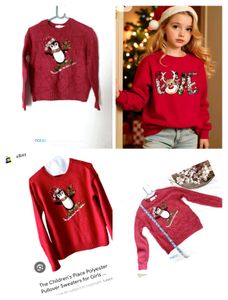 Girls' Christmas Penguin Sweater