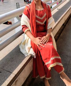 Elegant Red Kurta Set with Dupatta