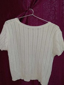 White Knit Cropped Top