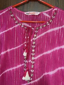 Pink Striped Kurta &amp; Dupatta