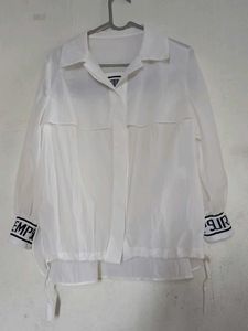 White Sheer Button-Up Blouse