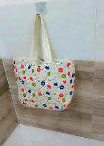 Embroidered Floral Tote Bag