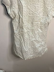 Chic White Printed Button-Up Top