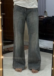 2000s Era Grey Vintage Wide Leg Jeans