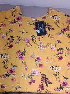 Yellow Floral Tunic Top with long bell sleeves