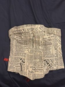 newspaper print corset with boning