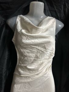 Elegant Satin Cowl Neck Dress