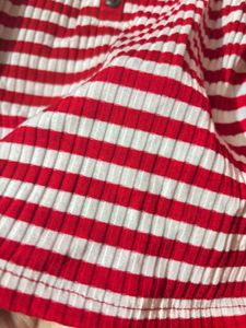 Red &amp; White Striped Henley Top