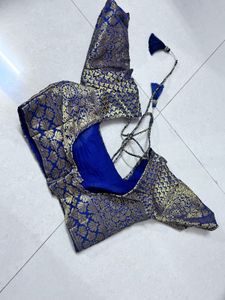 Elegant Blue &amp; Gold Banarasi Silk Saree