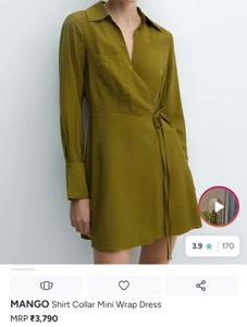 MANGO Olive Green Wrap Dress (NEW WITH TAG)