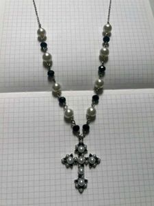 Elegant Pearl & beads Cross Necklace