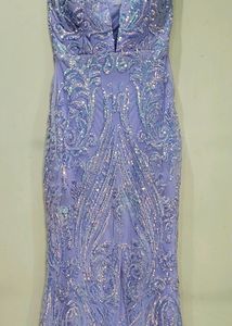 Lavender Sequin Party Evening Gown