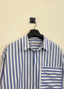 Blue & White Striped Button-Up Shirt