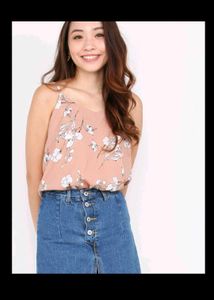 Floral Print Button-Up Crop Top