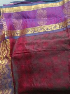 Kanjeevaram pure Maroon &amp; Purple Silk Saree