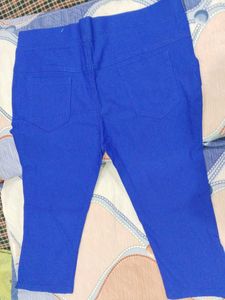 Royal Blue Button Detail pants ( capri)