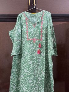Green Floral Print Kurta