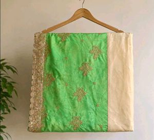 Yellow and green saree for women