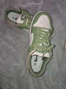 Green &amp; White Quilted Sneakers