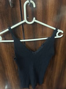 Black Lace Trim Cami Top