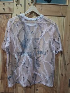 Sheer Graphic Print Top