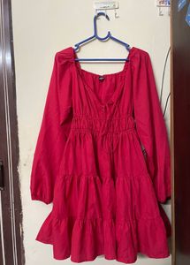 Vibrant pink  Tiered Mini Dress