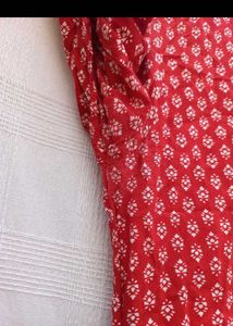 Red Printed Cotton Kurta