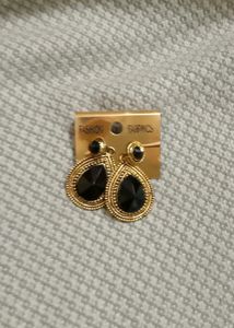 Brand New Beautiful Black Stones Copper Plated Ear